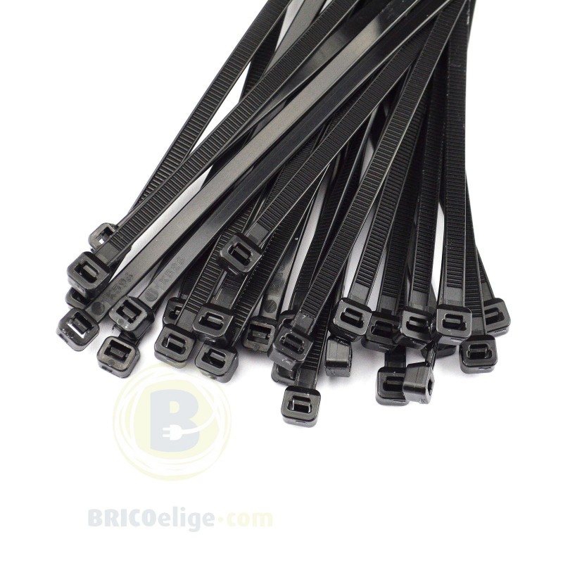 Color Negro Yuhtech Bridas para Cables 100 Unidades, 7,6 x 300 mm 