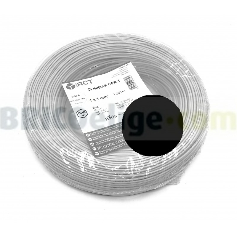 Rollo de cable eléctrico libre halógenos 1.5mm gris 200m