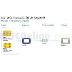 Placa Rectangular 3 Módulos Transparente LND4803KR BTicino livinglight