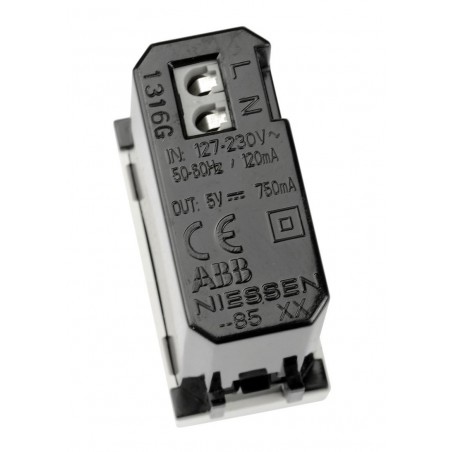 Cargador USB Plata Módulo estrecho N2185 PL Niessen Zenit