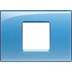 Placa Rectangular Azul Bticino Livinglight 2 Módulos LNA4819AD