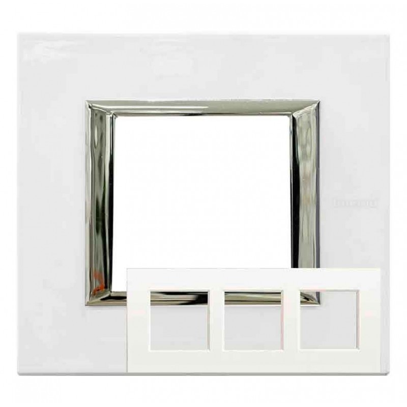 Placa Axolute 3 ventanas Blanco Limoges HA4802M3HBG BTicino