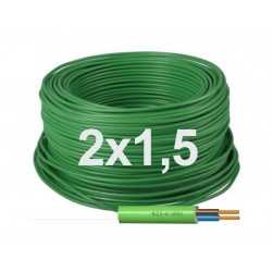 Manguera Eléctrica Flexible Verde Libre de Halógenos 2x1,5 RZ1-K 1000V