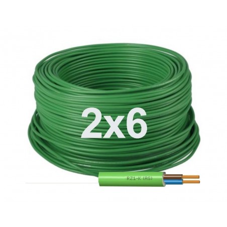 Manguera Eléctrica Flexible Verde Libre de Halógenos 2x6 RZ1-K 1000V
