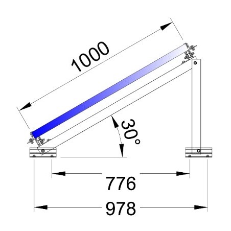 Soporte inclinado para cubierta plana 15º/30º - horizontal