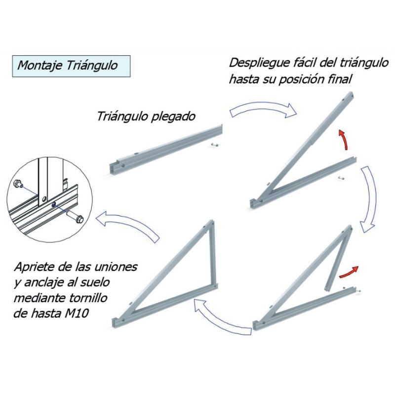 Soporte inclinado para cubierta metálica 15º/30º - vertical - modulos 1650x1000 mm