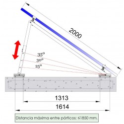 Soporte inclinado para cubierta plana regulabe de 20º a 35º - vertical