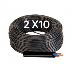 Manguera Eléctrica Negra Cable Flexible 2x10 RV-K 1Kv