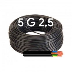 Manguera Eléctrica Negra Cable Flexible 5x2,5 RV-K 1Kv