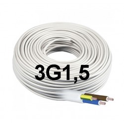 Manguera Eléctrica Blanca 3G1,5 Cable Flexible H05VV-F 500V