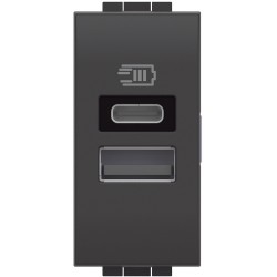 Cargador USB Antracita Tipo A+C Bticino Livinglight 1 Módulo L4191AC