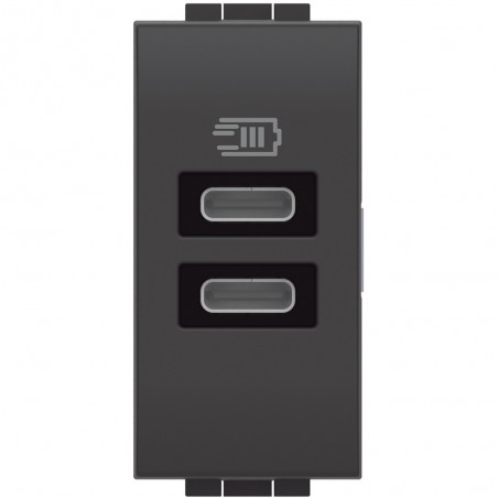 Cargador USB Tipo C+C Bticino Livinglight L4191CC Antracita