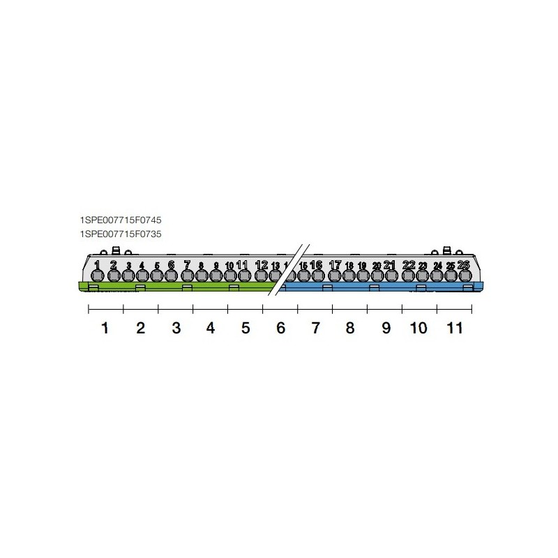 Regletas 11 Pasos ABB Soportes Mistral 1SPE007715F0745