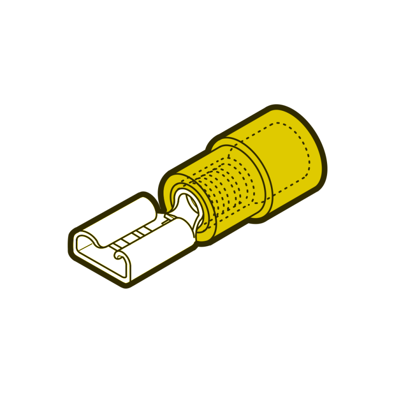 Terminal Faston Hembra amarillo semipreaislado cable 4-6mm Cembre