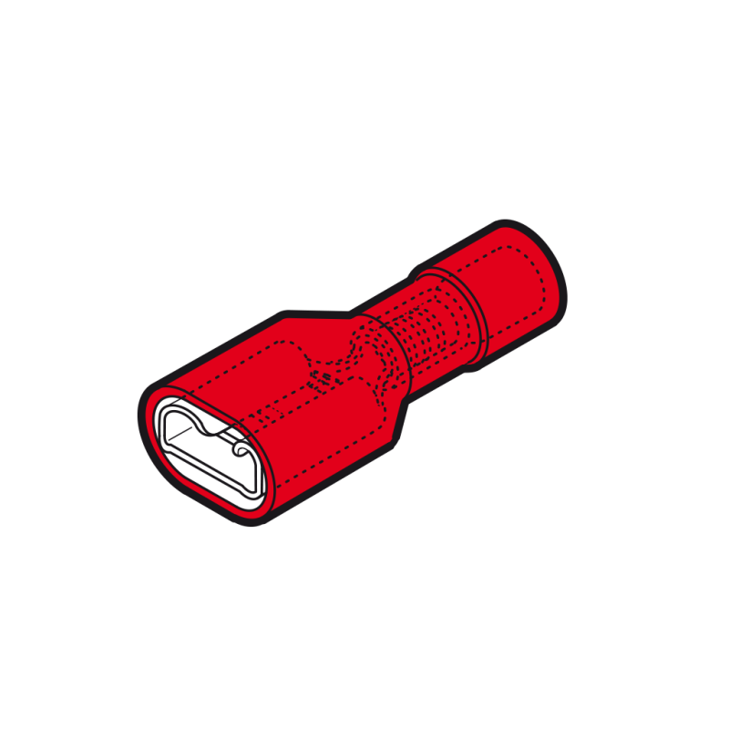 Terminal Faston Hembra rojo preaislado cable 0'25-1'5mm Cembre