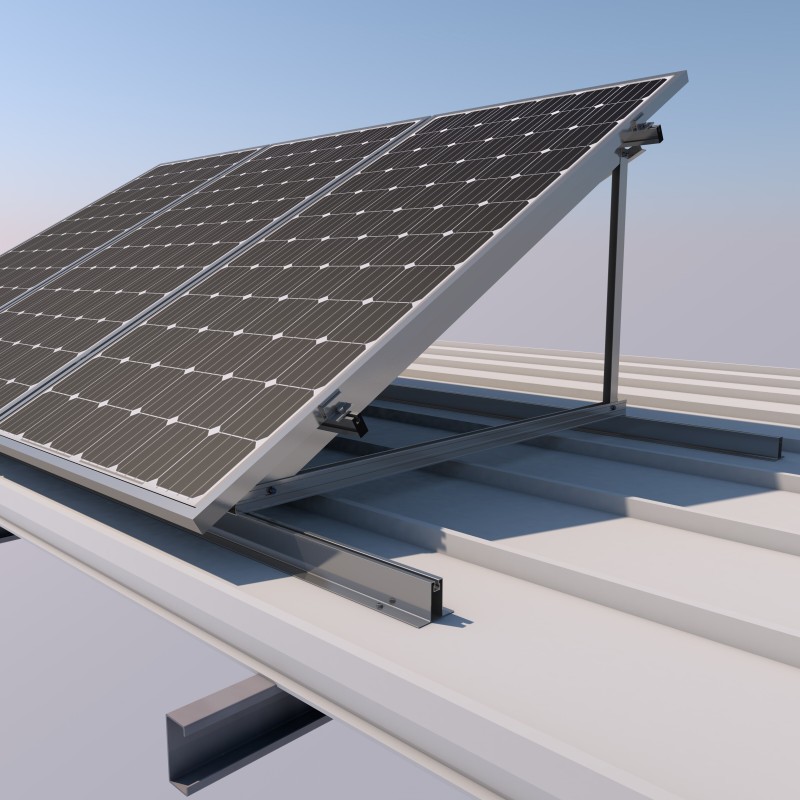 Soporte inclinado para cubierta metálica 10V 15º/30º - vertical - módulos 1800x1150 mm