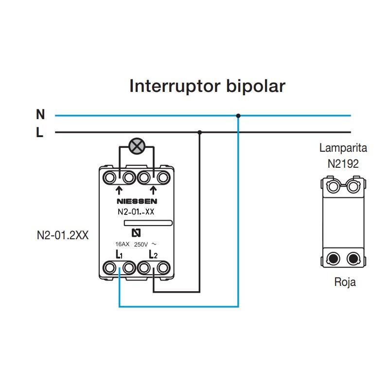 Interruptor blanco mecanismo monopolar estrecho - NIESSEN 2101BL