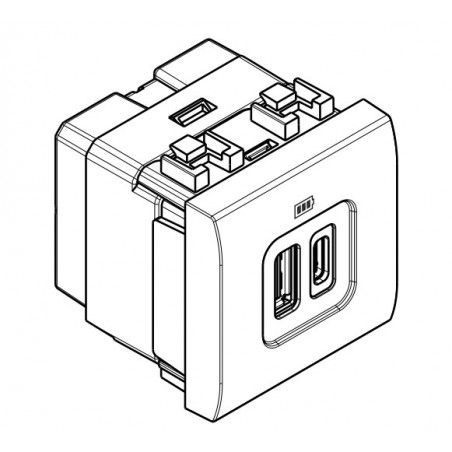 Cargador USB A+C BTicino Livinglight 2 Módulos _4287C2