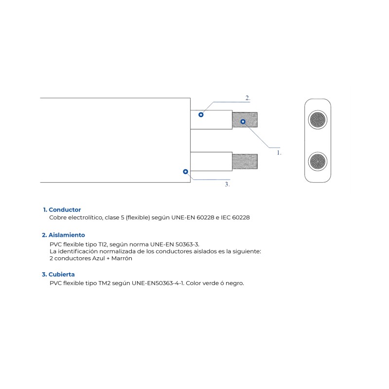 Cable Flexible plano 2x2,5 Top Cable 0702002M