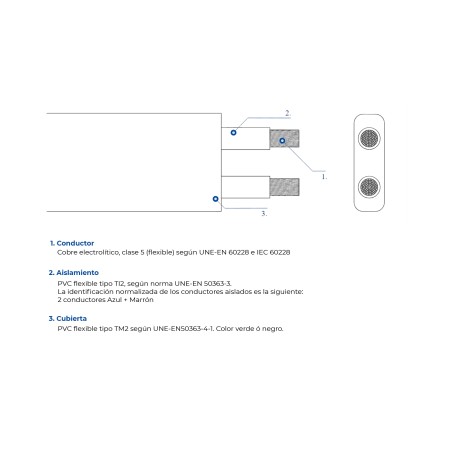 Cable Flexible plano 2x2,5 Top Cable 0702002M