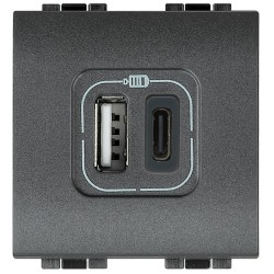 Cargador USB A+C BTicino Livinglight 2 Módulos _4287C2