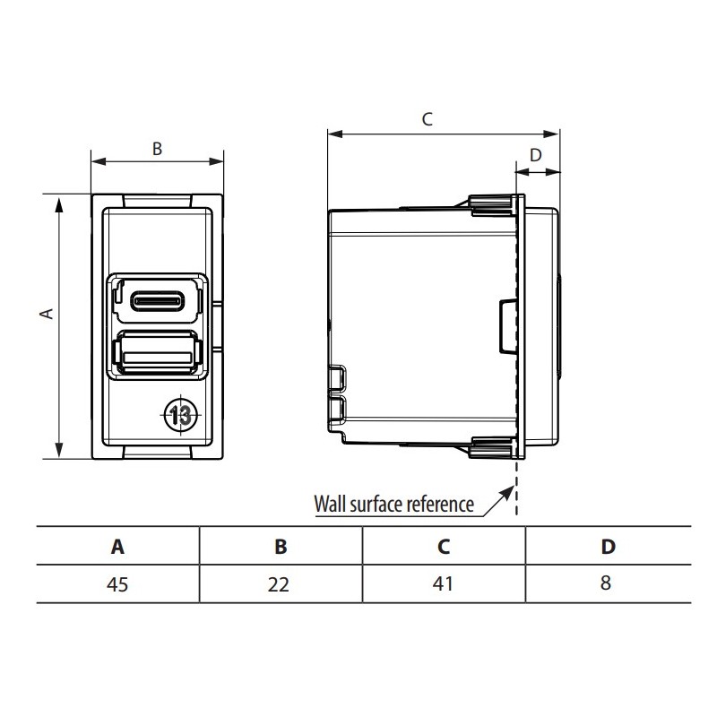 Cargador USB Tipo A Bticino Living Now 1 Módulo K4191A