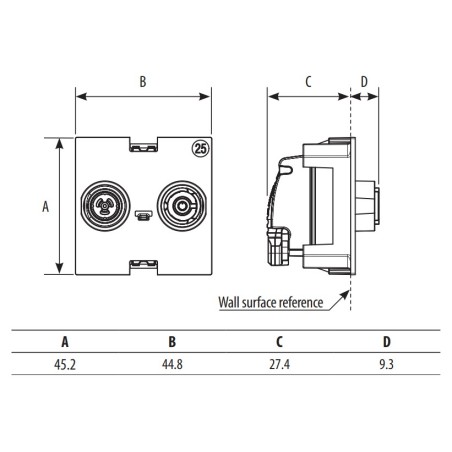 Base TV/R-SAT Intermedia Living Now 2 Módulos K4217M2P14 Bticino
