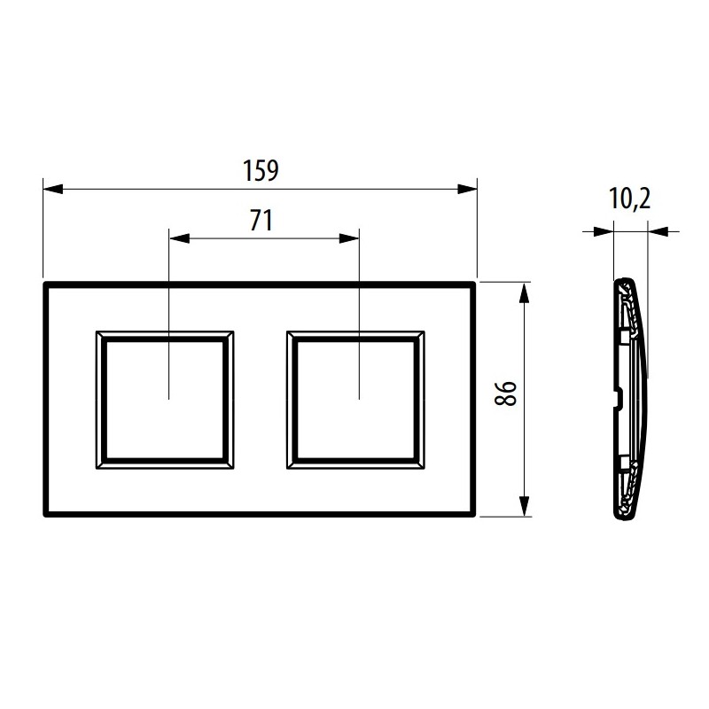 Placa 2 ventanas Zamak LNA4802M2_ Livinglight Bticino