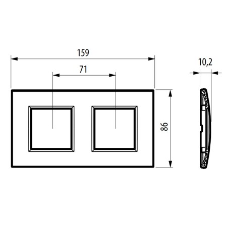 Placa 2 ventanas Zamak LNA4802M2_ Livinglight Bticino