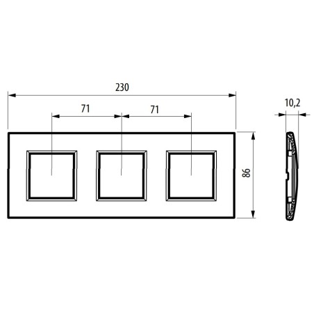 Placa 3 ventanas Zamak LNA4802M3_ Livinglight Bticino