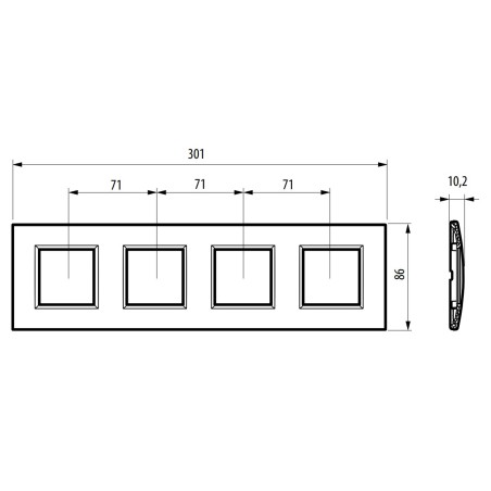 Placa 4 ventanas Zamak LNA4802M4_ Livinglight Bticino