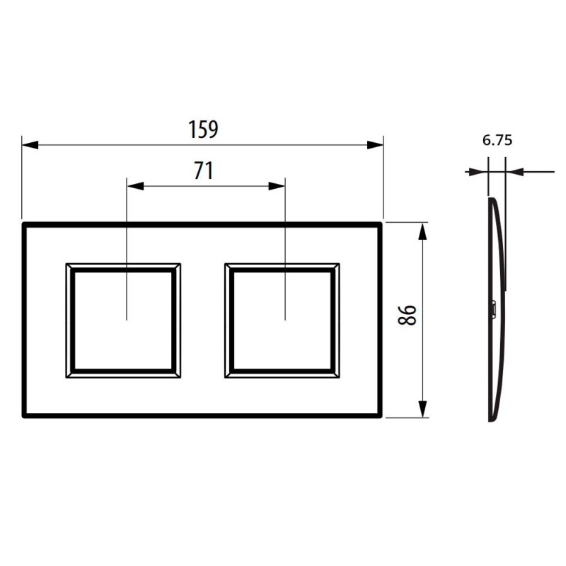 Placa 2 ventanas LNE4802M2_ Bticino Livinglight AIR