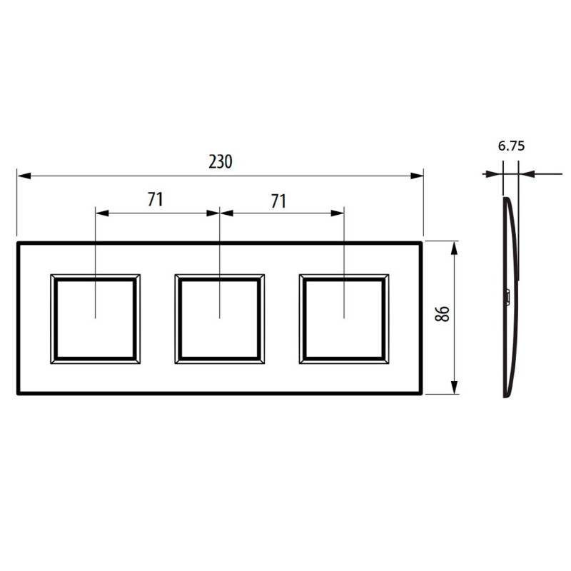 Placa 3 ventanas LNE4802M3_ Bticino Livinglight AIR