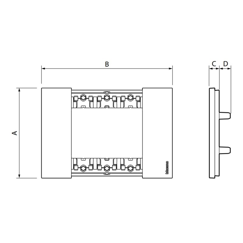 Placa 3 módulos americana Living Now KA4803_ Bticino