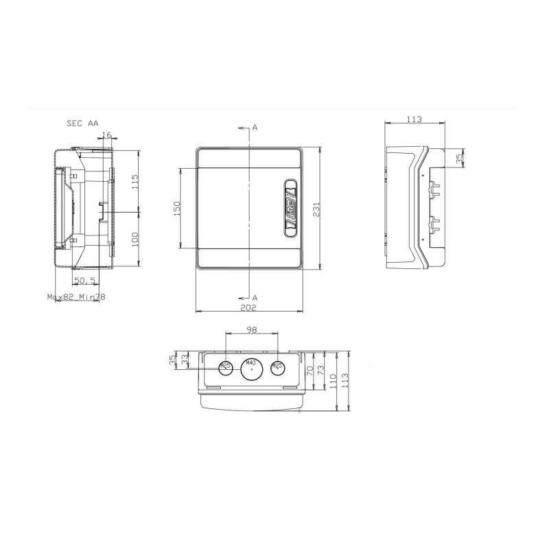 Caja Estanca Distribución IP65 Superficie 6 Módulos CDN6PT IDE