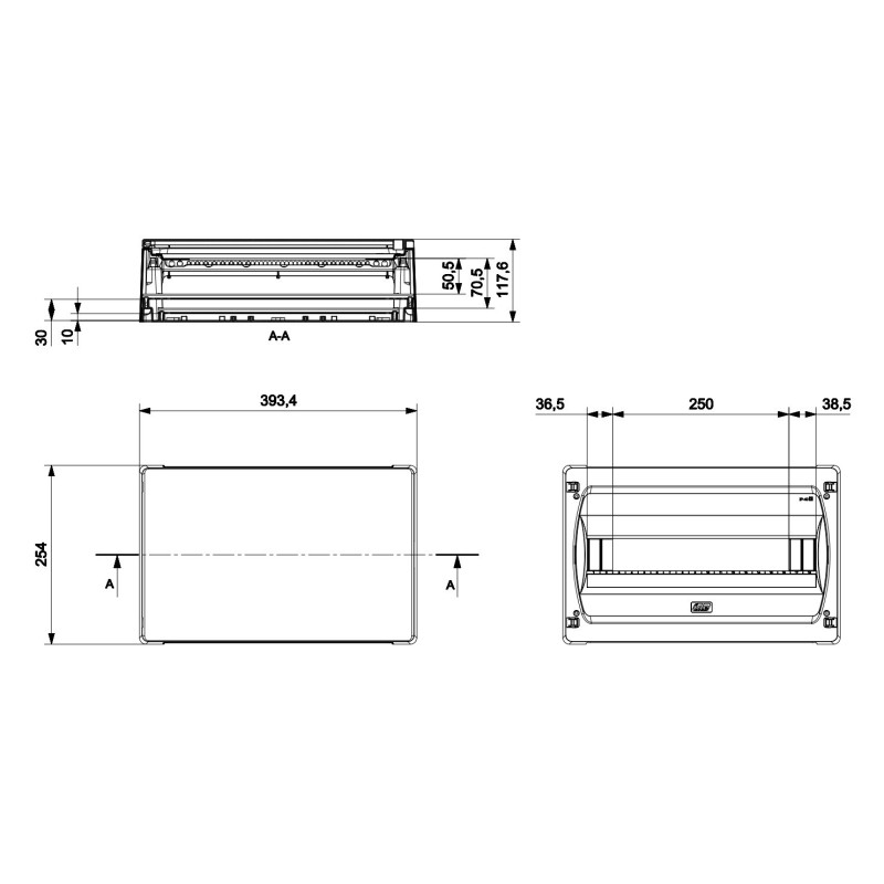 Caja Distribución 18 Módulos Superficie GPS18PT Puerta Transparente