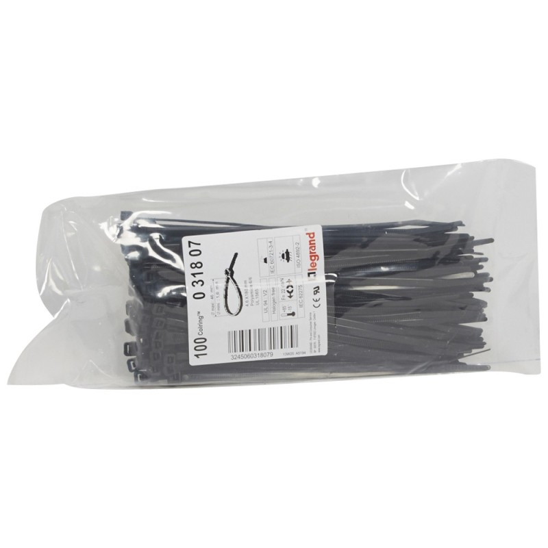 Bridas Color Negro 4,6x180 mm Legrand 031807