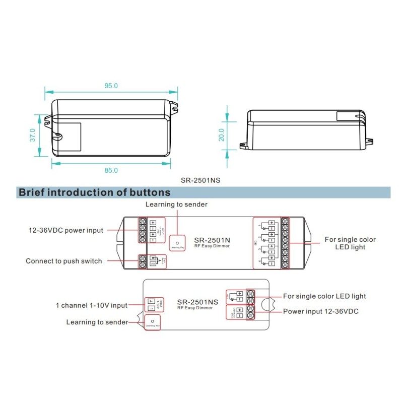 Regulador Universal de LED para control con Pulsadores TLS 2501NS