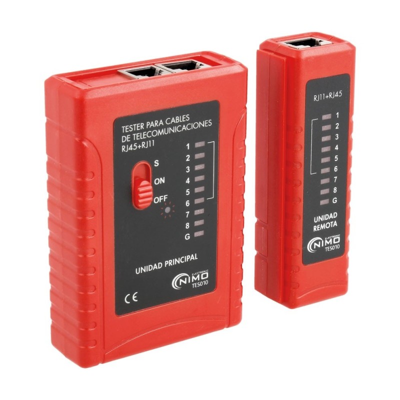 Comprobador Tester de cables de Redes RJ11 RJ45 TES010 Molgar