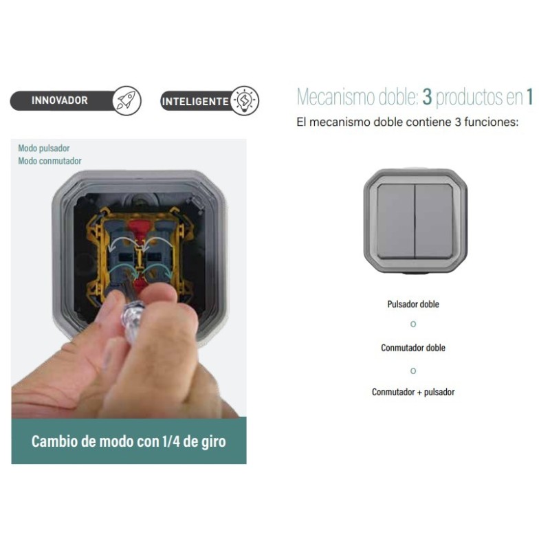 Interruptor - Conmutador Doble 069715L Legrand Plexo