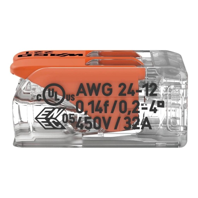 Borna Conexión 2 Conductores 4mm² Wago 221-412