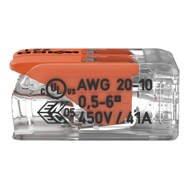 Borna Conexión 2 Conductores 6mm² Wago 221-612