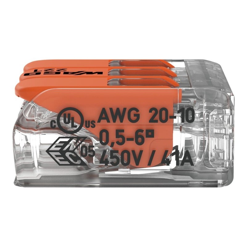 Borna Conexión 3 Conductores 6mm² Wago 221-613