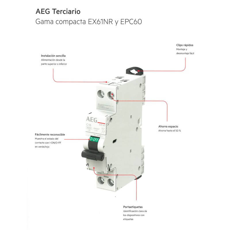 Automático compacto 25A AEG 4P Curva C EPC64C25