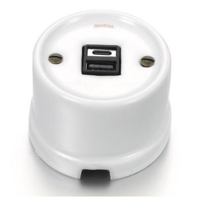 Cargador Doble USB A+C Fontini Garby 30766172 Porcelana