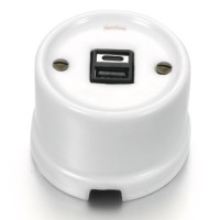 Cargador Doble USB A+C Fontini Garby 30766172 Porcelana