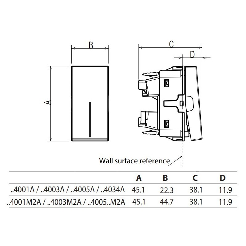 Interruptor axial 2 módulos Light Now Y_4051M2A Bticino - Bricoelige
