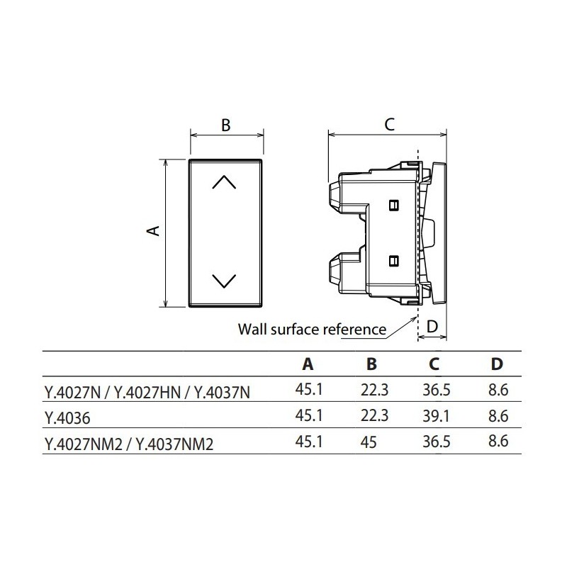 Conmutador persianas 2 módulos Light Now Y_4027NM2 Bticino - Bricoelige