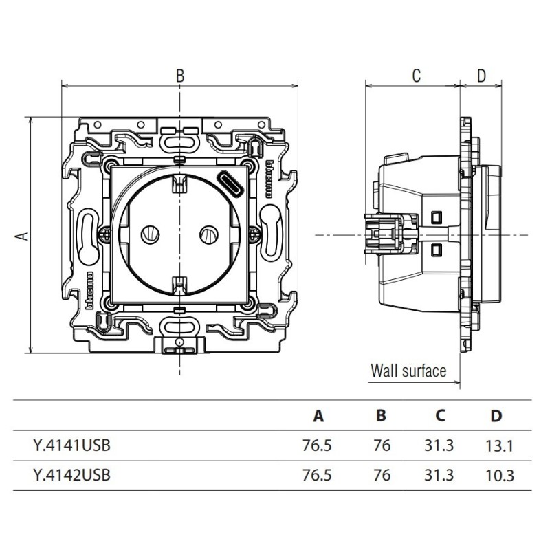 Enchufe con cargador USB Light Now Y_4141USB Bticino - Bricoelige