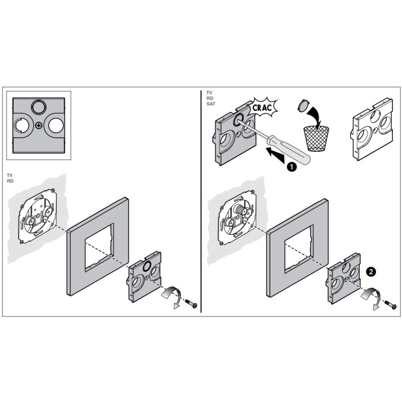 Frontal universal TV Light Now Y_4207 Bticino - Bricoelige